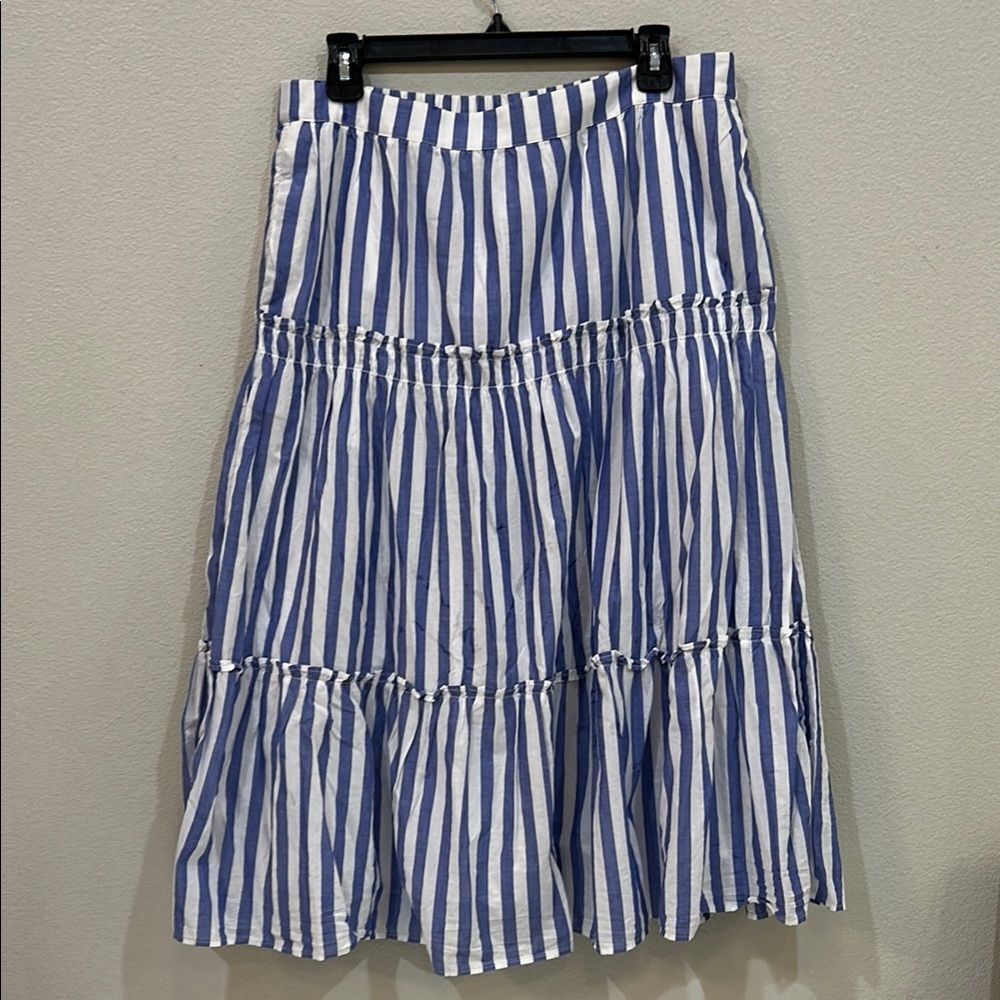 Blue and White Striped Women's Skirt